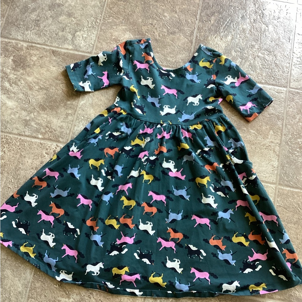 Colorful Horse Print Kids Dress